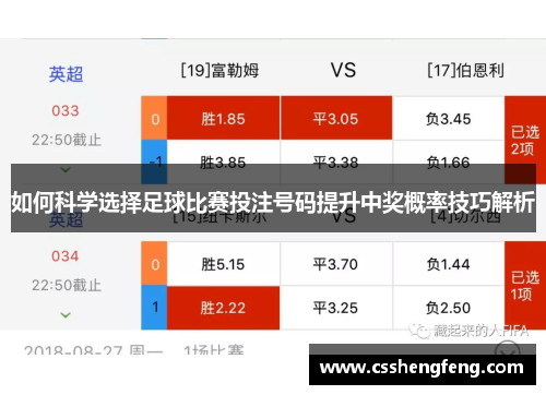 如何科学选择足球比赛投注号码提升中奖概率技巧解析